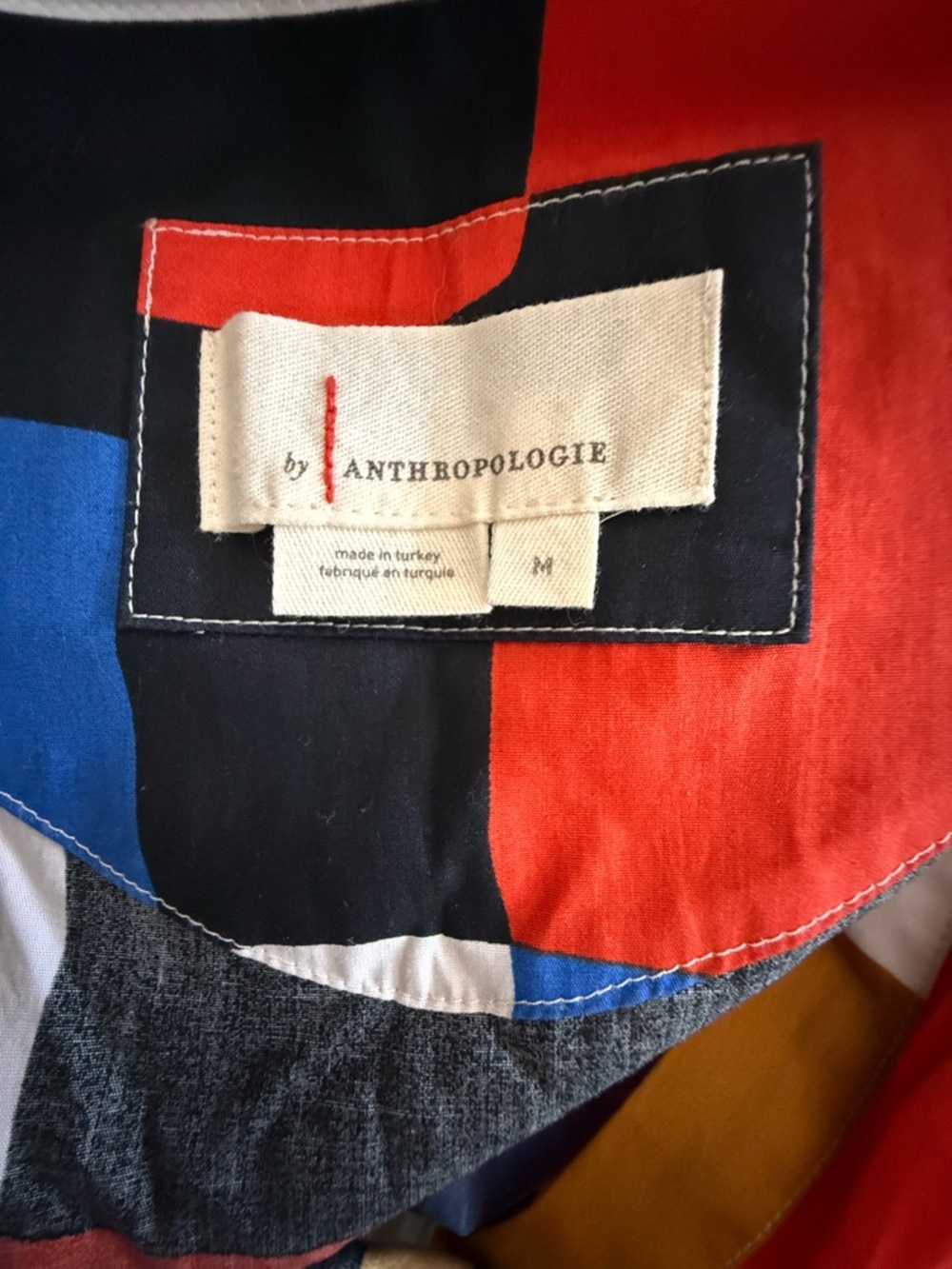 Anthropologie The Somerset Colorblock Print Short Dress Orange Blue Cream Size M - Picture 6 of 8